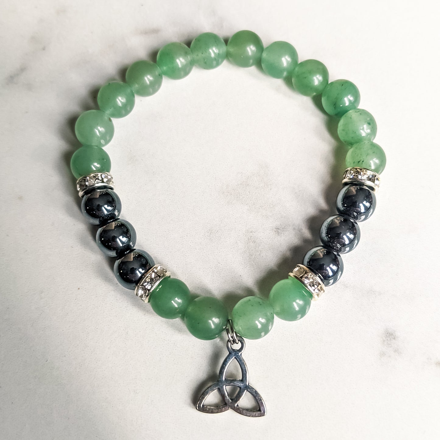 Green Aventurine / Hematite Triqtera Bracelet