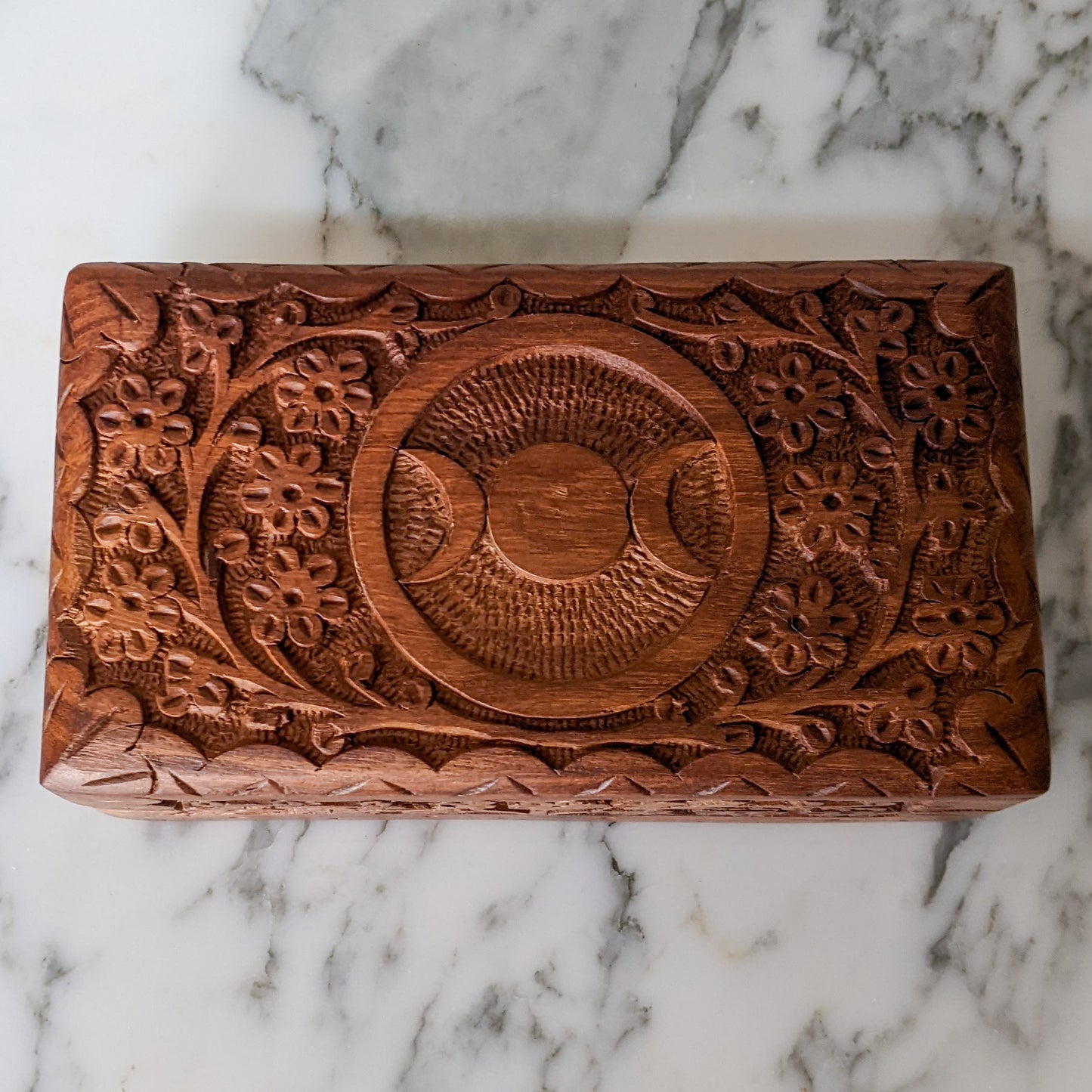 Triple Moon Handmade Wooden Box (Medium)