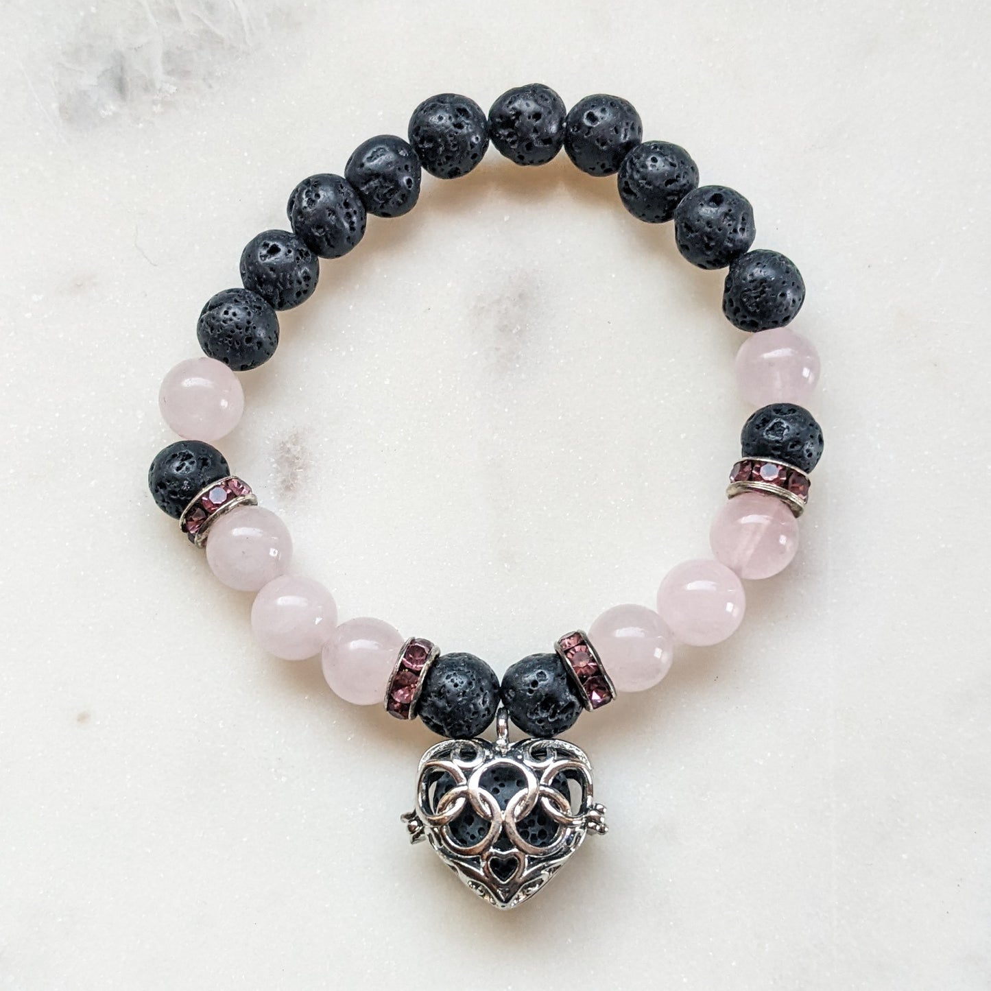 8 mm Rose Quartz & Lava Stone Bracelet