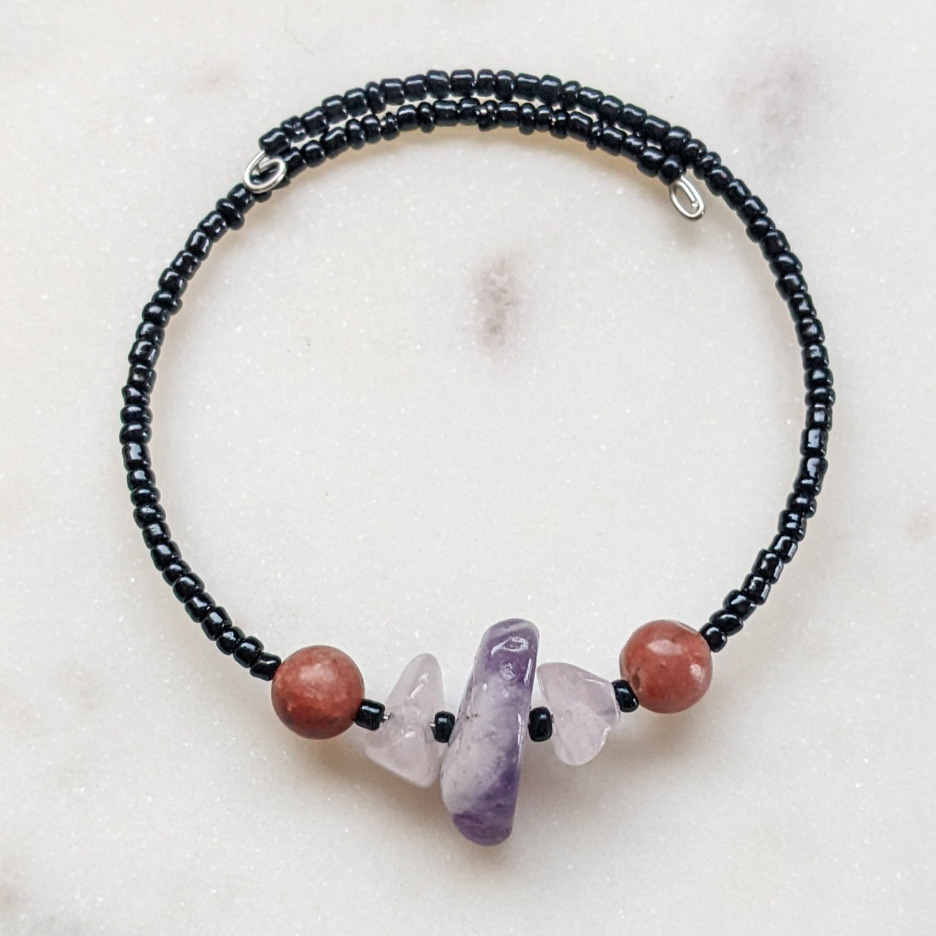 Handmade Amethyst, Lepidolite, & Rose Quartz Bracelet