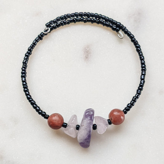 Handmade Amethyst, Lepidolite, & Rose Quartz Bracelet