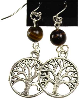 Tigers Eye Tree of Life Earrings