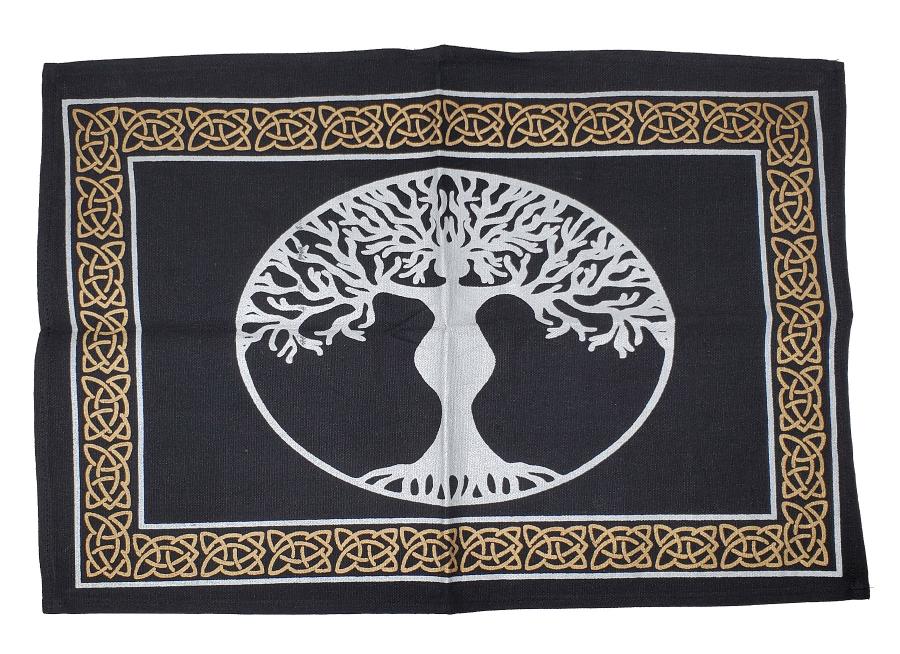 Tree Goddess Altar Cloth 13x19" Gold & Silver