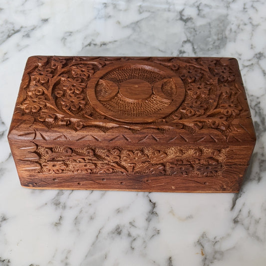 Triple Moon Handmade Wooden Box (Medium)